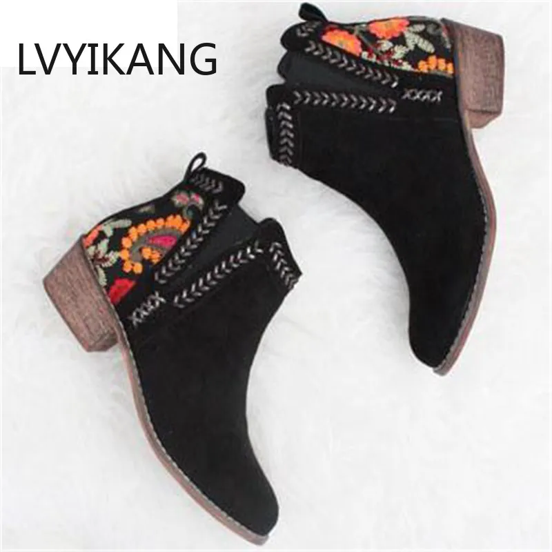 2019 принт Женские ботильоны сезон осень-зима Женская обувь без застежки