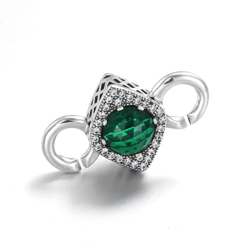 Роскошные серебряные металлические бусины Sea Green Dazzing Цирконий жесткий резиновый