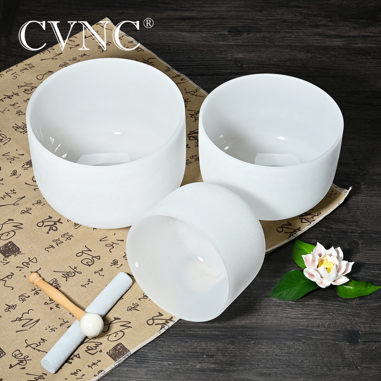 CVNC " 10" 1" Матовый Кварцевый Кристалл Поющая чаша чакра набор 3 шт