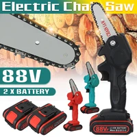 1080w 46inch 88v mini electric chain saw with 2pc battery woodworking pruning one handed garden tool rechargeable eu plug 2021