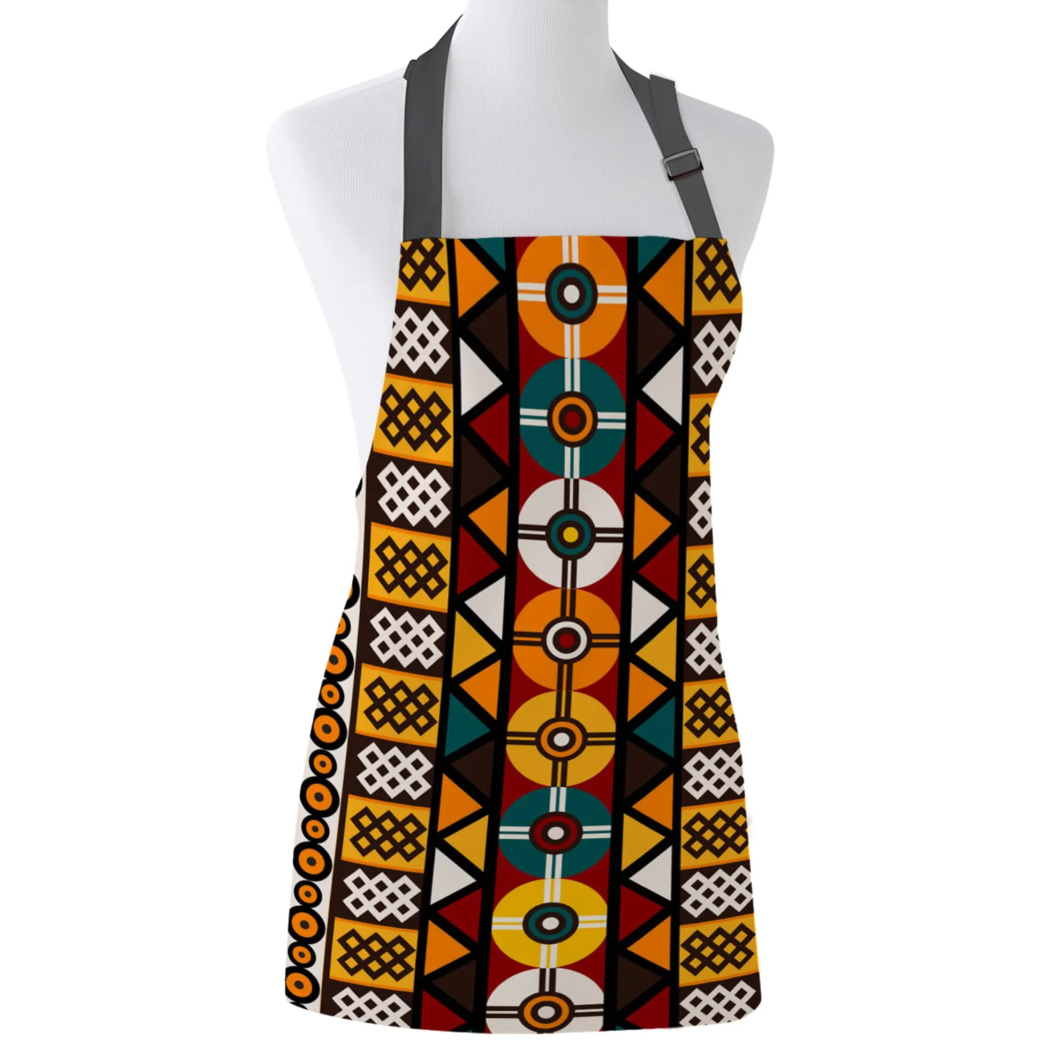

Art Round Color Retro Texture Print Apron Print Unisex Kitchen Bib with Adjustable Neck for Cooking Gardening