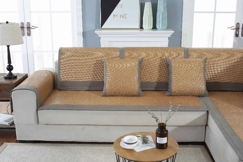 Летняя прохладная дышащая гладкая ротанговая крышка дивана нескользящий спальный охлаждающий коврик подлокотник спинка декоративная подушка для дома