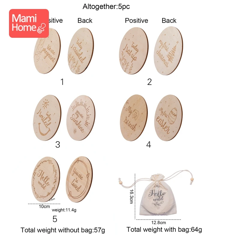 5 шт./компл. Новорожденные деревянные двухсторонние узорные важные карточки