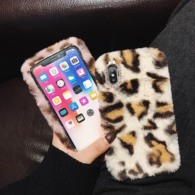 

Plush Phone Case For Xiaomi Redmi 8A 7A Note 9 8 7 8T 9S MI 10 Lite 9T 10T CC9E A3 Poco X2 F1 F2 Pro Fashion Leopard Soft Cover