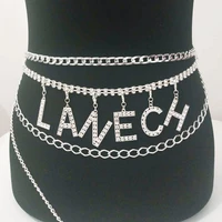 sexy body chain letter chain belts for women vintage trendy full rhinestone waist chain ladies party gifts fashion accessories