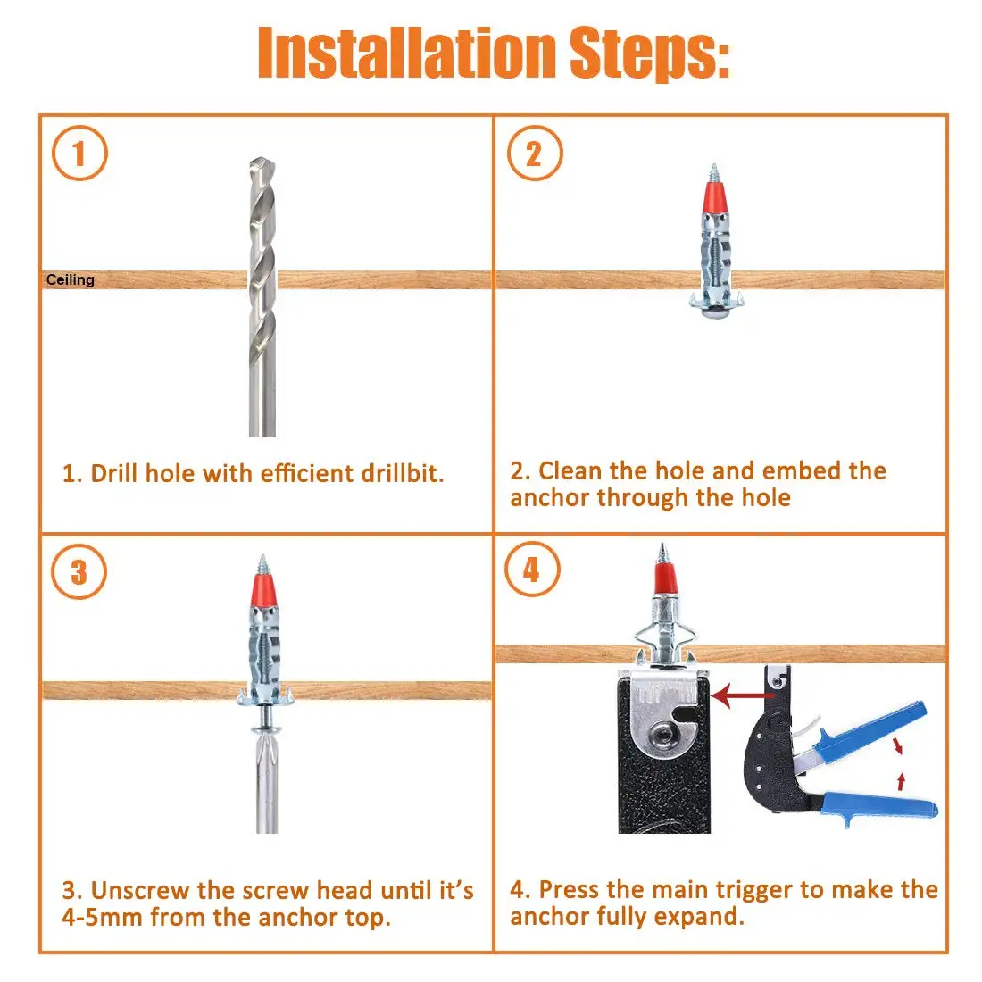 (46 мм) набор сверхпрочных анкерных винтов Молли с болтовым приводом из 60