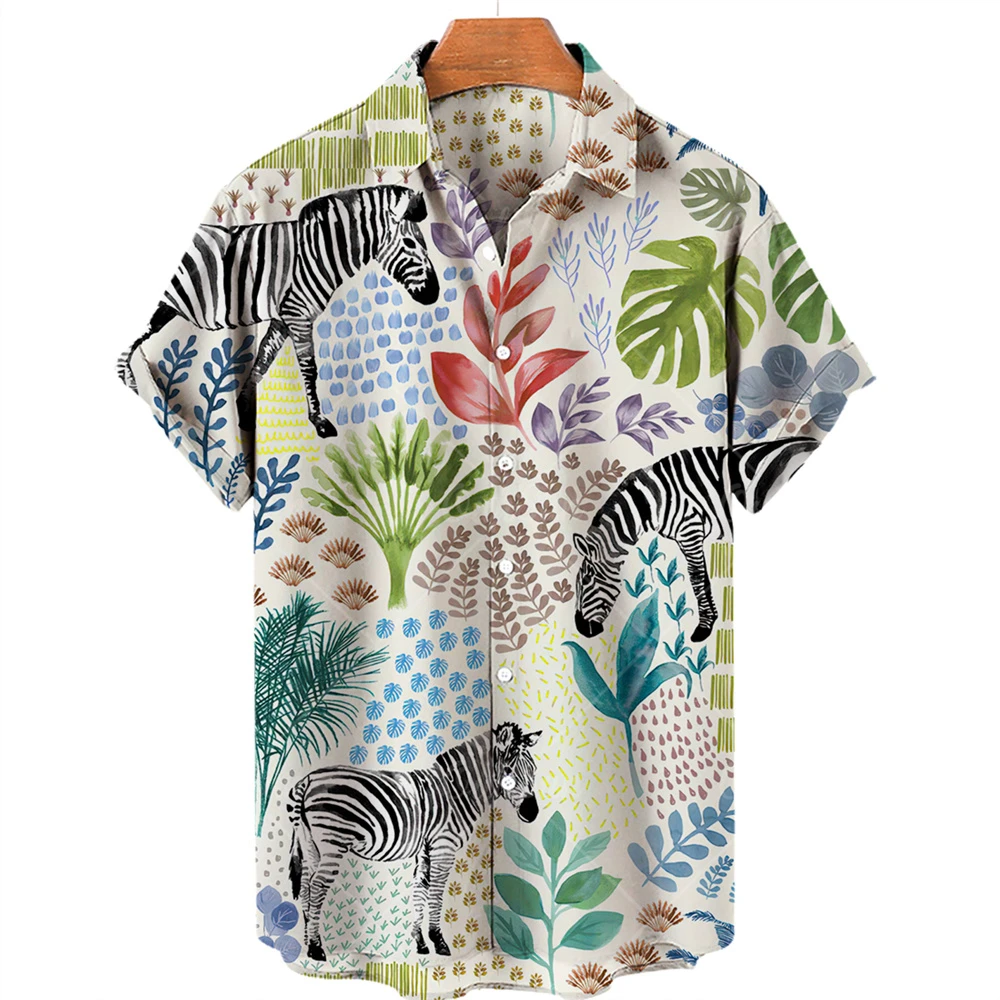 

Hawaiian Men's Short Seeve Shirt, Single Button Open Neck Shirt, 3D Animal Print Shirt, Casual Beach Top, Fashion 5XL