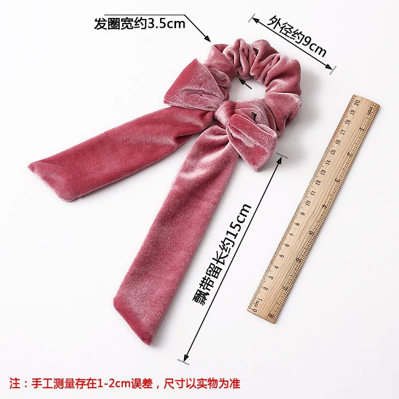 

2021 New Flannel Bowknot Elastic Hair Bands For Girls Solid Color Scrunchies Headband Hair Tie Ponytail Holder Hair Accessories