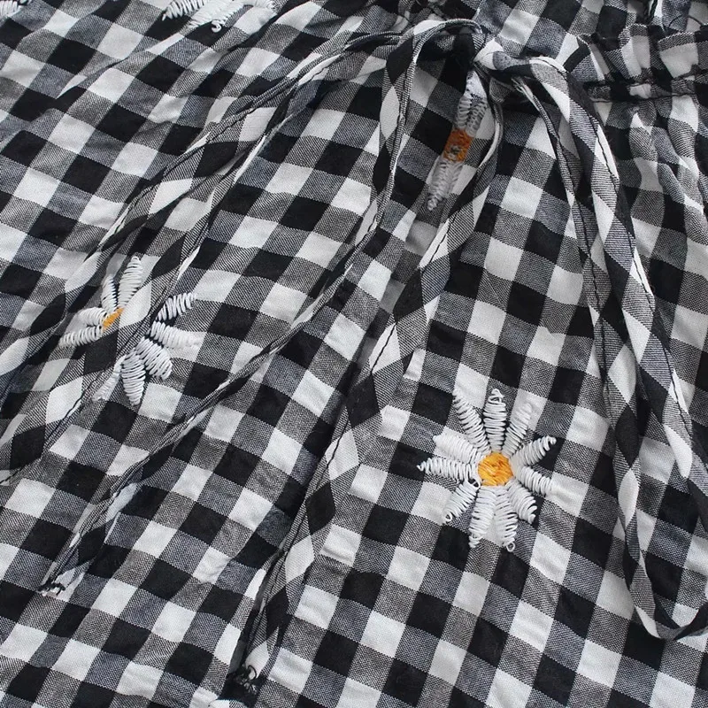 

FASHION SUPPLIER BLACK AND WHITE BIG GRID FULL SLEEVE PLEATS SWEET DRESS FOR WOMEN LADIES GIRLS FEMALE