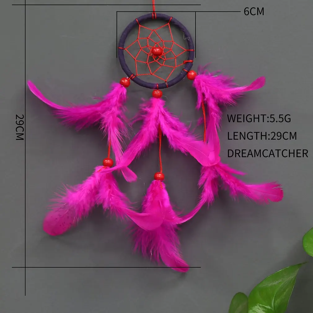

Dream Catcher Accessories Feather Pendant Decoration Ornament CircularRose RedOC-2001