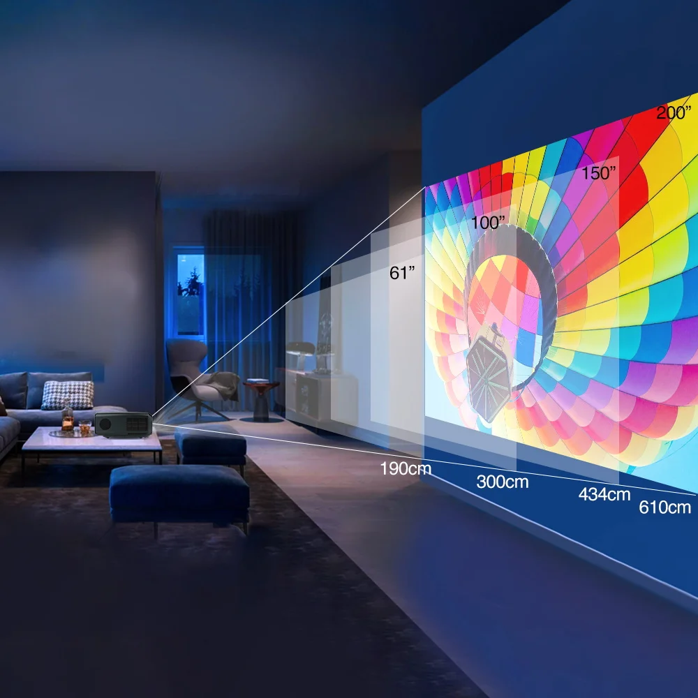 Проектор 4K для мобильный телефон TV Android Bluetooth домашний 1080P 7200 люмен Full HD видео