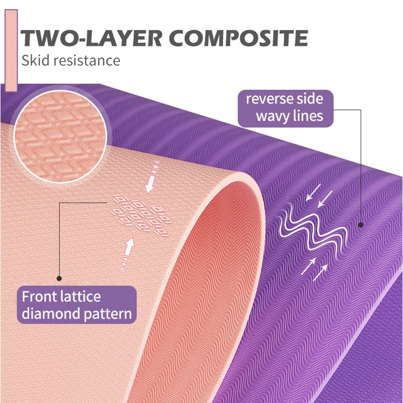 Утолщенный нескользящий коврик из ТПЭ для занятий йогой 6 мм 10 | Спорт и