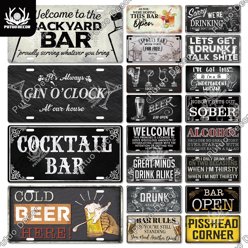 

Putuo Decor Wine Culture Metal Sign Licenses Plate Plaque Metal Vintage Tin Sign for Bar Pub Man Cave Kitchen Home Wall Decora