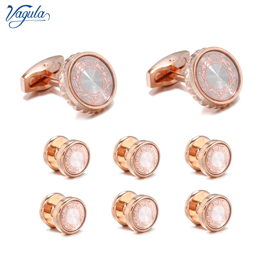 

VAGULA Spinki Cufflink Stud in 8pcs Set Luxury Gemelos Tuxedo Collar Stud Set S16