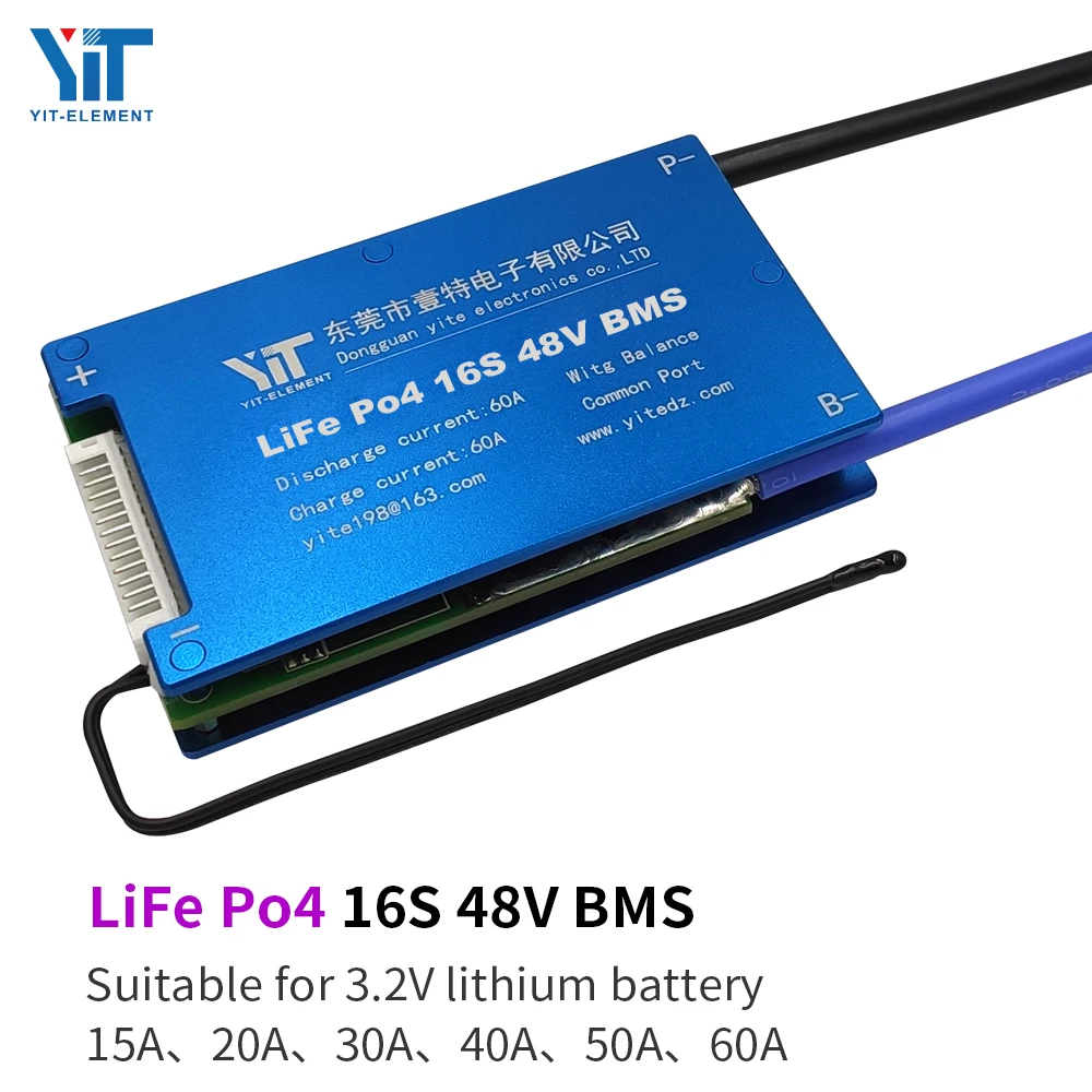 16S 48V 3,2 V литиевая батарея Защитная плата выравнивание температуры защита от перегрузки по току BMS PCB 15A 20A 30A 40A 50A 60A