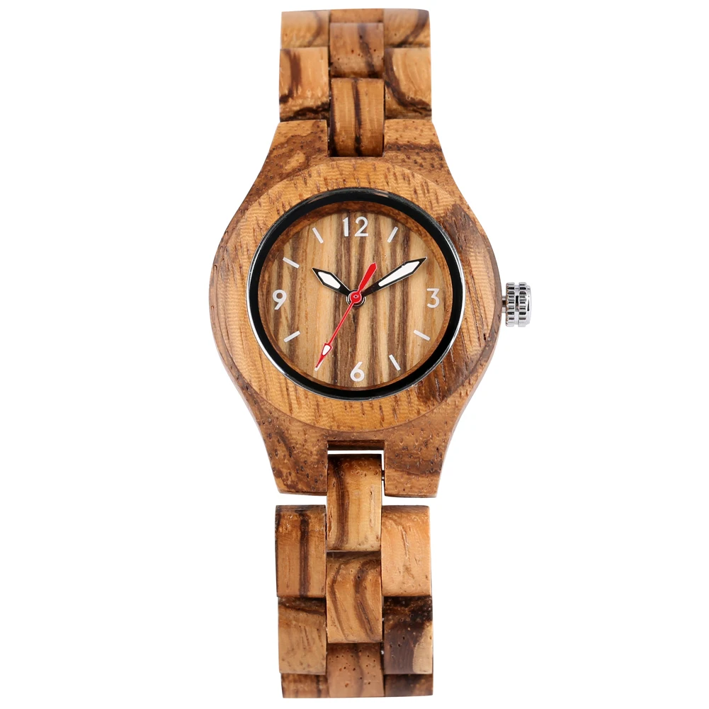 zebra wood Ретро деревянные часы женские светящиеся аналоговые кварцевые часы женские изысканные дамские полностью деревянные часы класса люкс reloj - Цвет: zebra wood