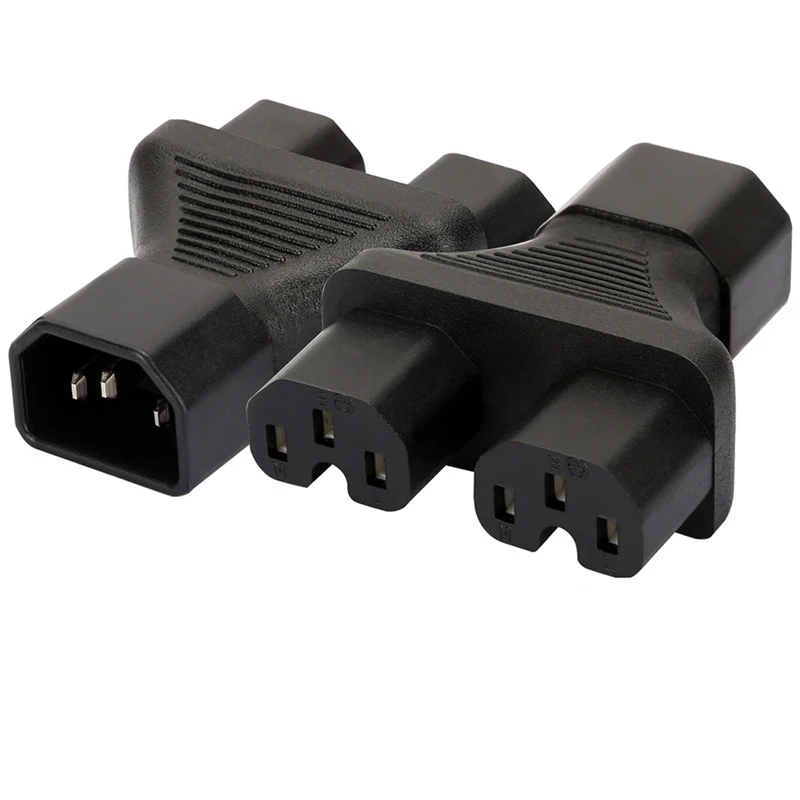 

10pcs C14-C15 AC Power Conversion IEC 320 C14 Male to 2xC15 Female Y Spliter Adapter C14 TO TWO Dual C15 Adaptador Switching
