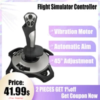 pxn 2113 flight simulator gamepad controller joystick for pcdesktop built in vibration motor directional coolie cap auto aiming