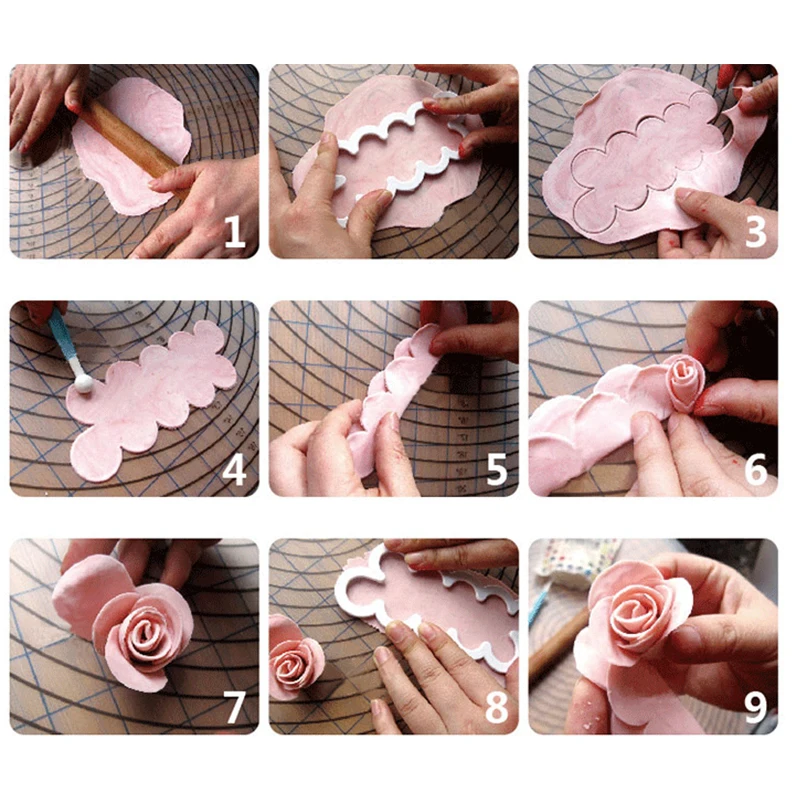 

3Pcs/Set Plastic Integrated Rose Mold Fondant Cake Biscuits Sugar Skin Printing Flower Cutting Die DIY Baking Sugar Cake Tools