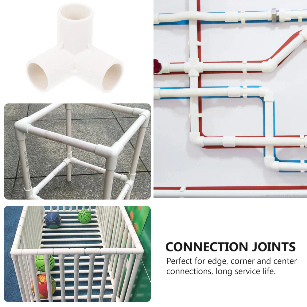 

8 Pcs 1 Bag Three-way Connectors Furniture Connectors Water Pipe Joints (White)