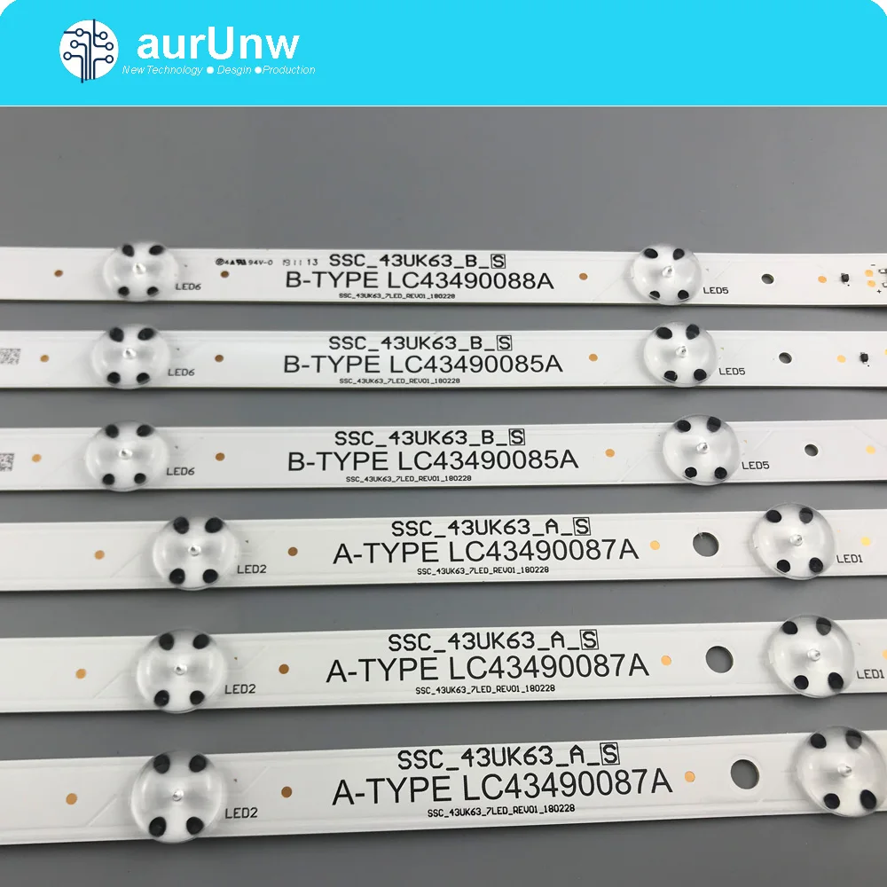 

Комплект из 3 предметов, 7 светодиодный Светодиодный подсветка полосы для LG 43LJ5500 43UJ6300 43UJ634V 43LJ610V 43LJ624V 43LJ510V 43LJ541V 43LJ5150 43LH515V 43LJ614V