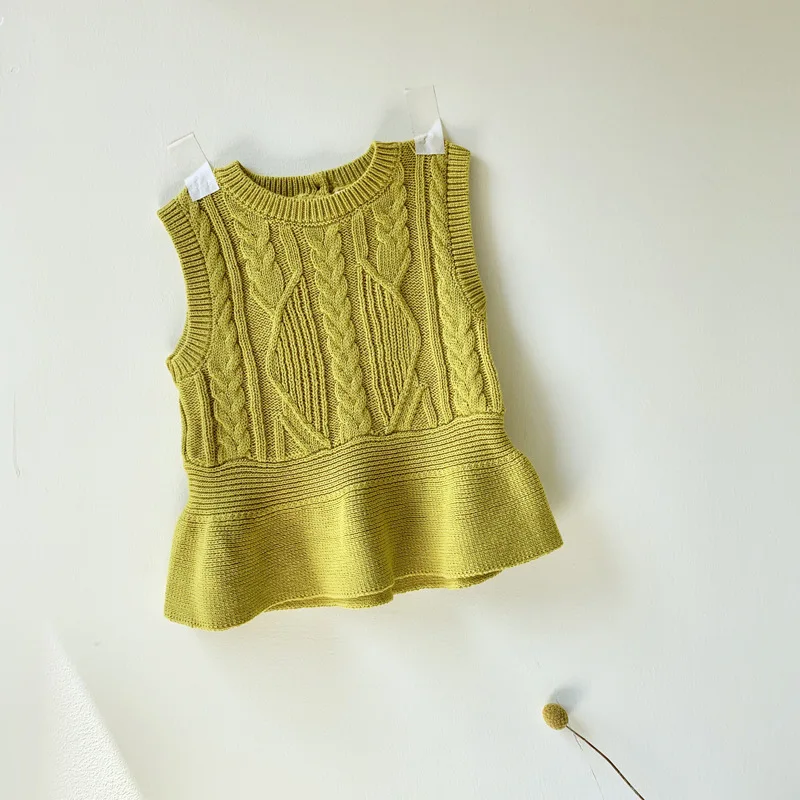 Весна-Осень 2020 детские жилеты безрукавки для девочек вязаные верхняя одежда