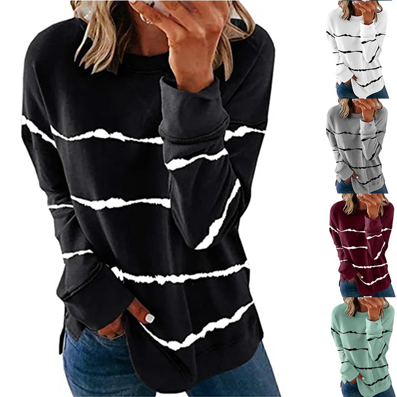

Hoodie Print Autumn Fashion Casual Sweatshirt Open Side Poleron Mujer 2021 Harajuku Loose Women O Neck Hoodie