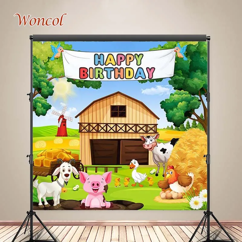 Фон для фотосъемки Woncol с фермой на день рождения фоны изображением коров свиней