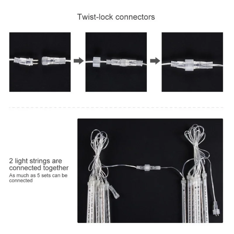 

30cm /50cm Waterproof Meteor Shower Rain 8 Tube LED String Lights For Outdoor Holiday Christmas Decoration Tree EU/US/AU/UK Plug