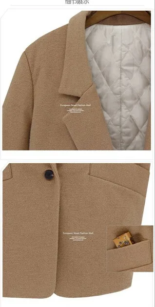 Manteau femme Европейский Осень Зима Женское негабаритное стеганое шерстяное пальто простая Верхняя одежда casaco feminino пальто