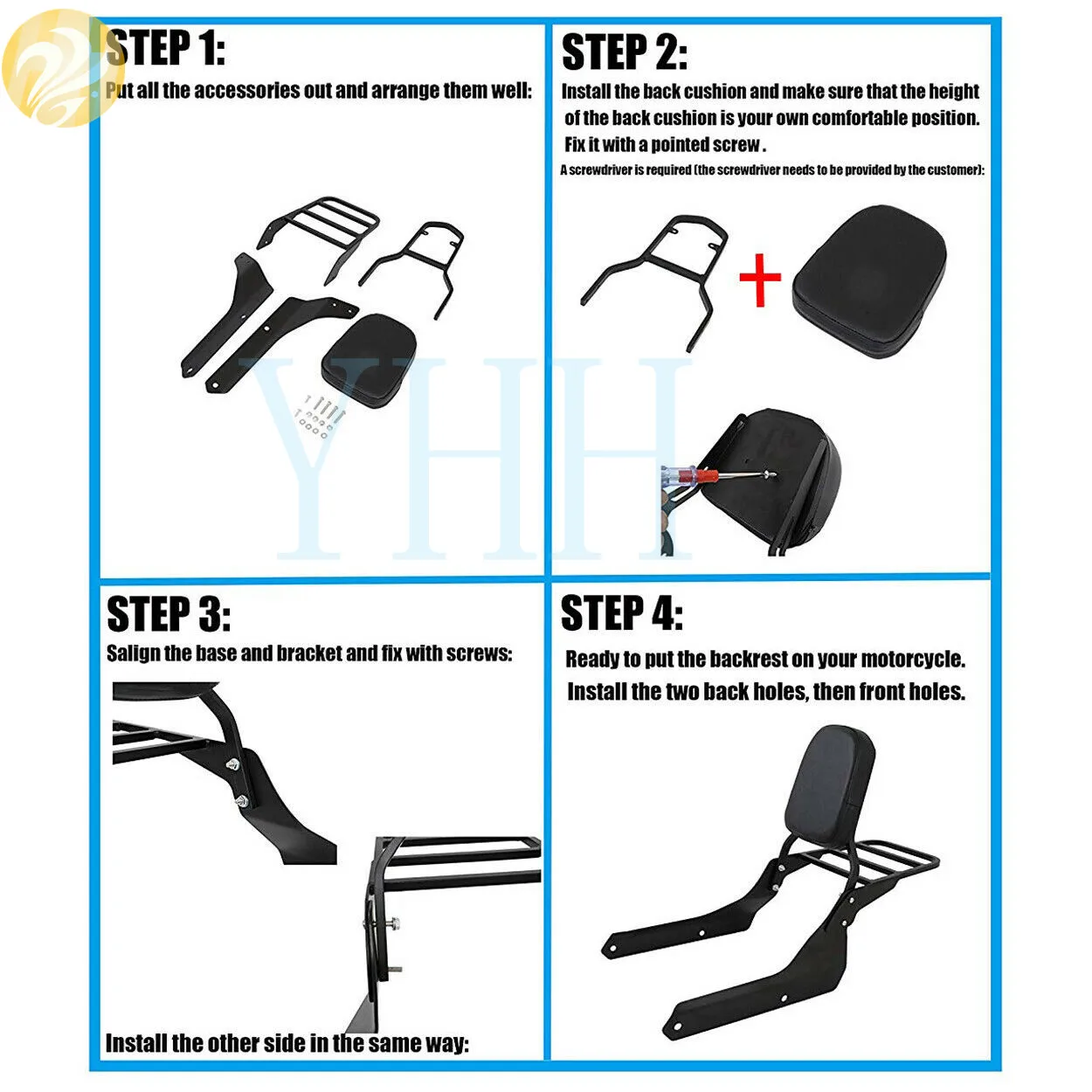 Hot Backrest Sissy Bar + Luggage Rack for Honda Spirit VT750 C2 Shadow 750 Black Motorcycle Passenger VT VT750C2B |