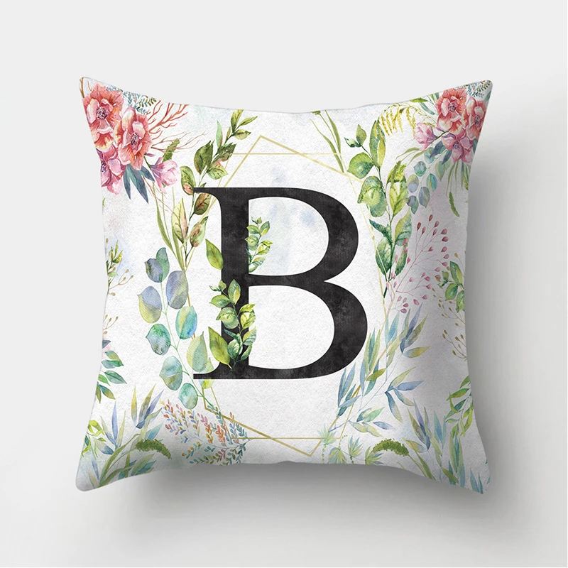 Цветок листья Письмо печати Декоративная Подушка Наволочка Чехол для подушки из