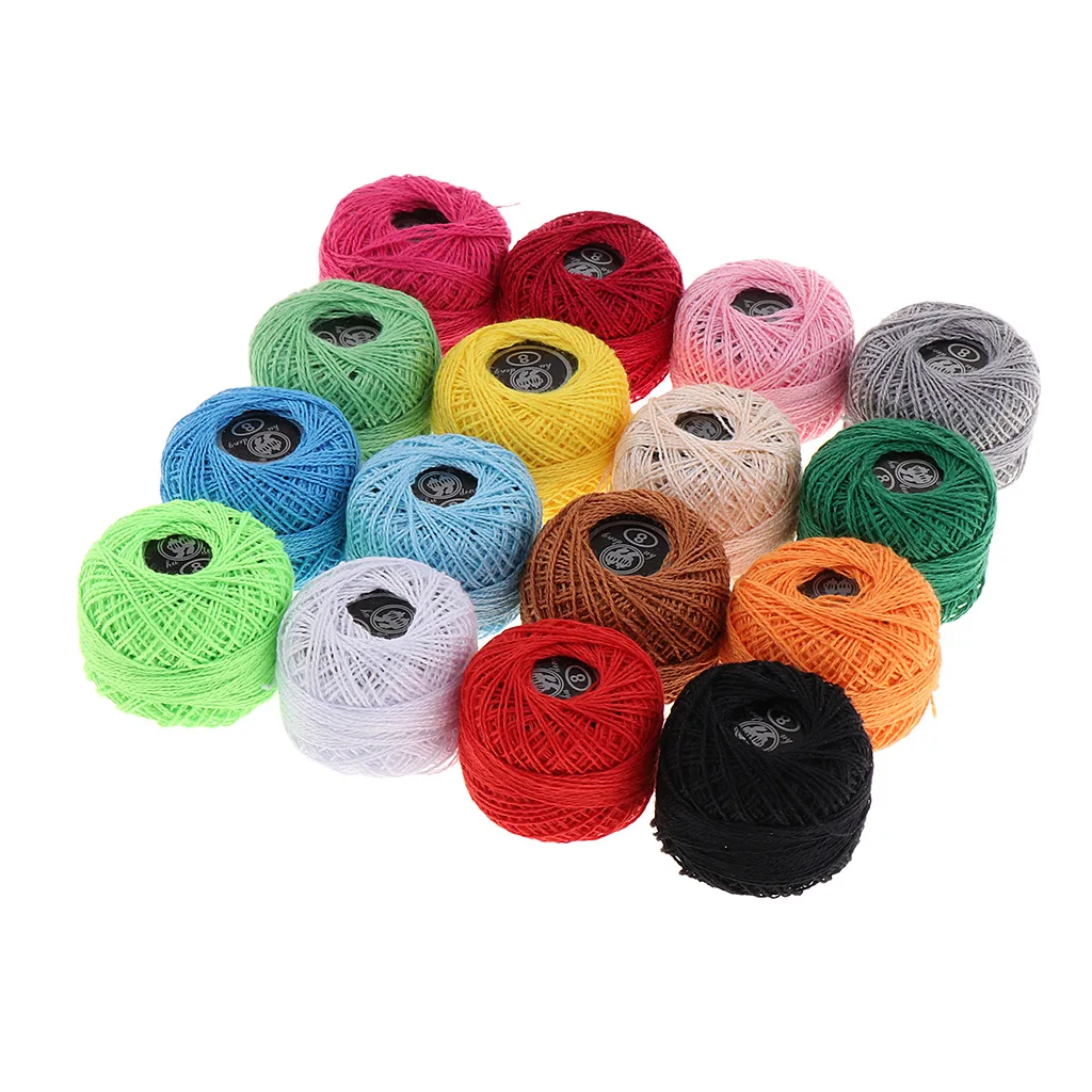 

16 Spools Crochet Thread Multicoloured Handcrafts Knitting Yarn - Bulk Yarn for