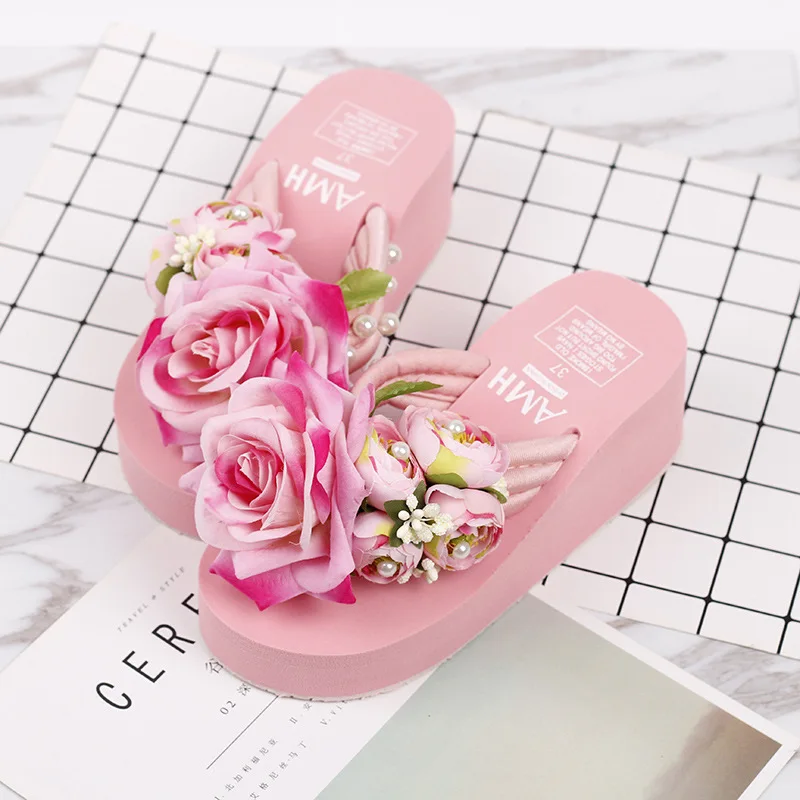 

wohdhe 6cm Wedges Slippers Beach Flops Heels Sandals Slides Outdoor Casual Summer Male Chaussures Femme Slaps Platform Size34-42