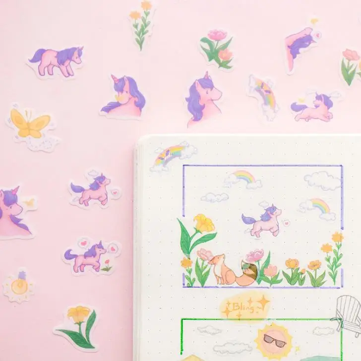 40 шт./упак. Kawaii животное Пингвин Оттер собака кошка Единорог лиса DIY декоративные этикетки для скраббукинга альбом канцелярские принадлежности для наклеек