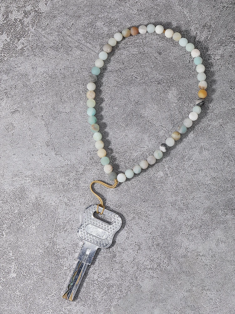 OAIITE Natural Amazonite Tiger Eye Mobile Phone Chain Strap Meditation Beads Anti-lost Lanyard Keychain Accessories Yoga Gift |