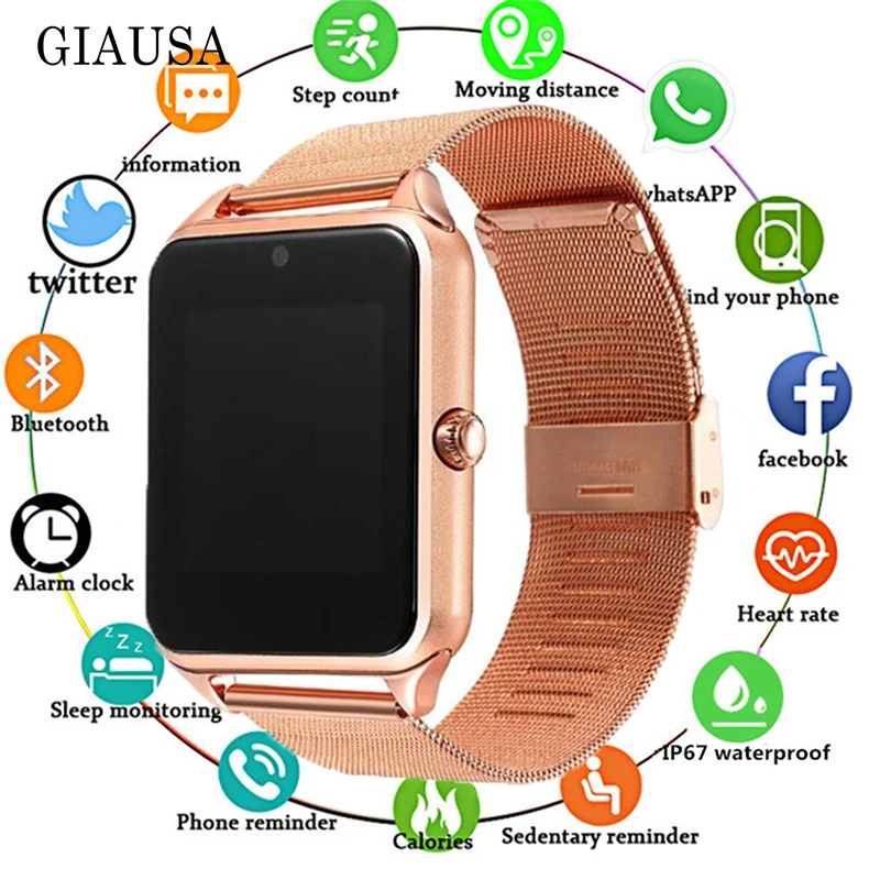 2019 Смарт часы GT08 плюс металлические с слотом для sim карты Push Message Bluetooth подключение