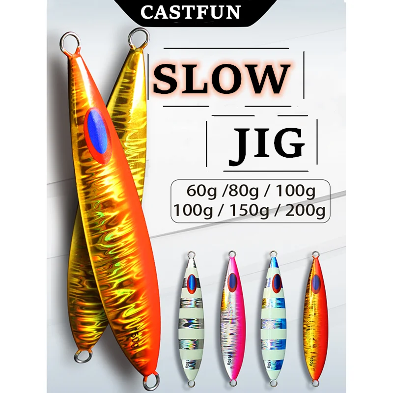 

CASTFUN Slow Type Asymmetric Jig 40g 60g 80g 100g 150g 200g Slow Jerking Metal Jig Saltwater Jigs Fishing Bait Fishing Lures sea