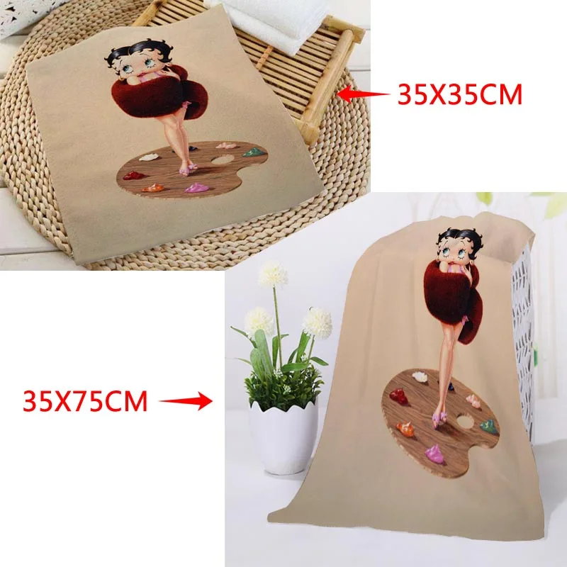 Новое поступление на заказ Betty Boop полотенце для лица с рисунком из микрофибры квадратные прямоугольные полотенца Размер 35x35 см 35x75 см - Цвет: 23