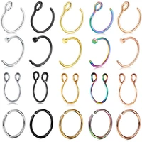 surgical stainless steel fake nose piercing non piercing septum ring fake lip ring clip on nose hoop faux nose ring body jewelry