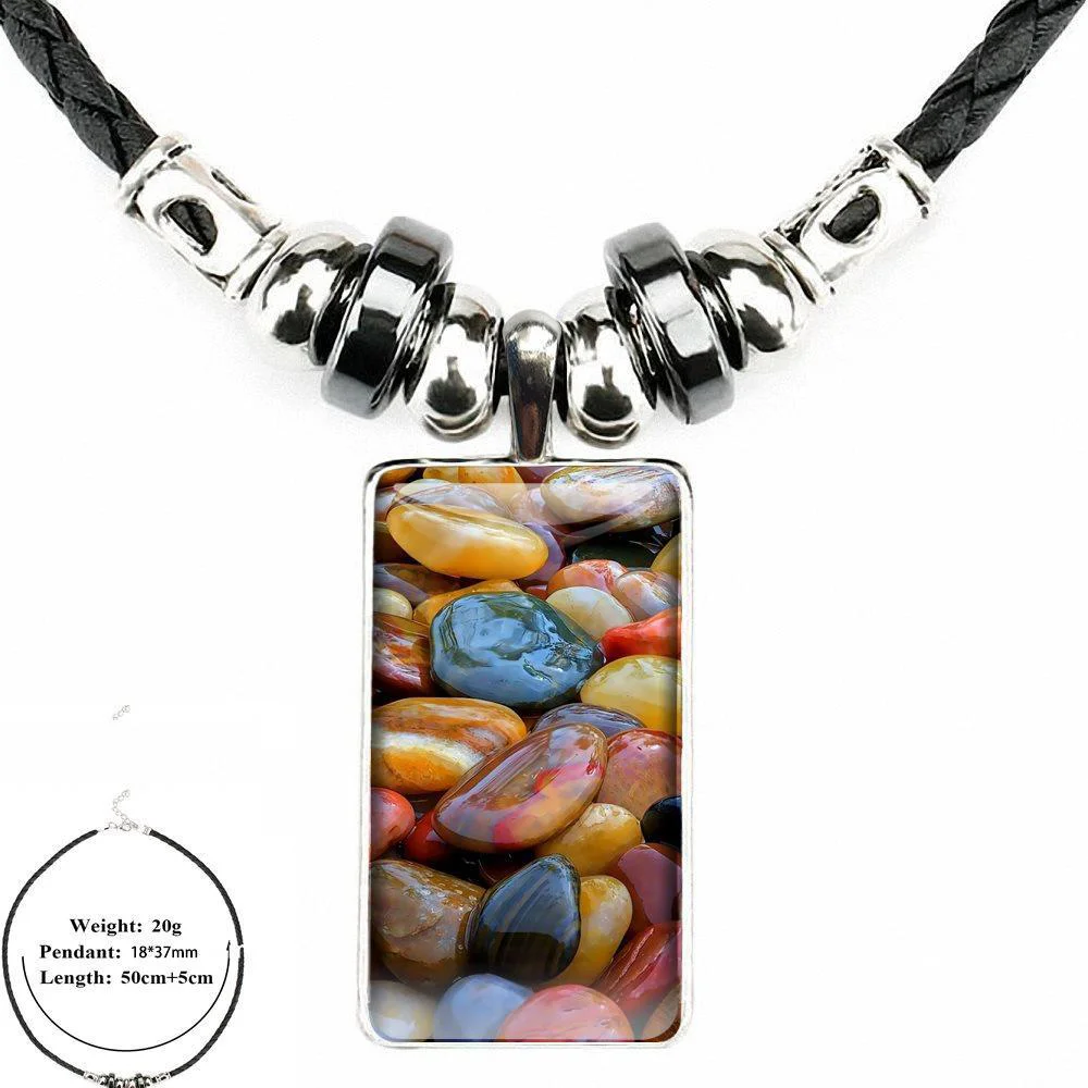 For Girls Handmade Gift Adorable Animal Fashion Glass Cabochon Black Hematite Necklace With Women Statement Pendant Rectangle | Украшения и