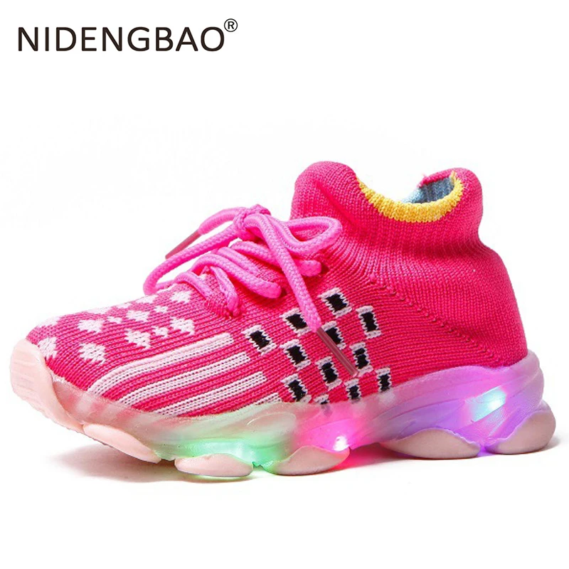 Детские светящиеся кроссовки со светодиодами детские для бега спортивная обувь