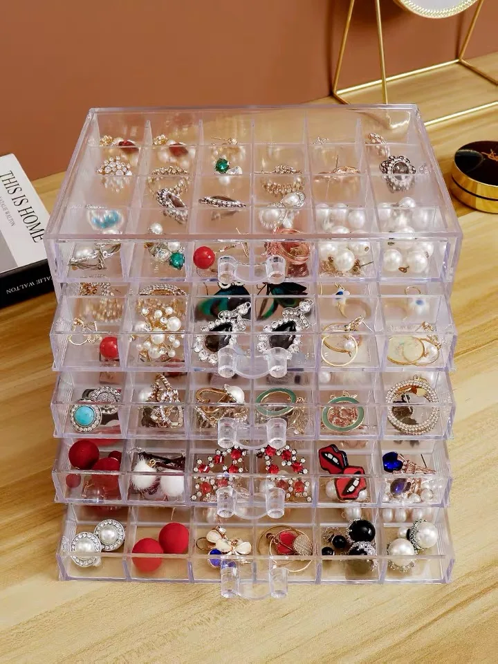 

New 120 Grids Jewelry Container Acrylic Makeup Organizer Nail Art Decoration Accessories Storage Box Manicure Organizer Tools