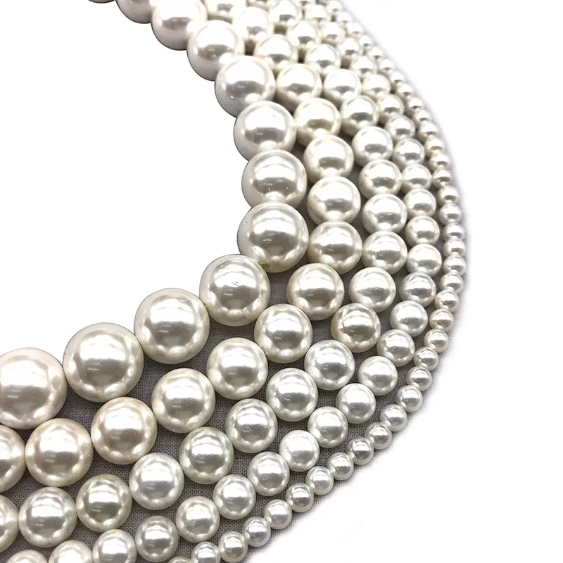 Жемчужные бусины круглые жемчужные белого цвета для изготовления ювелирных