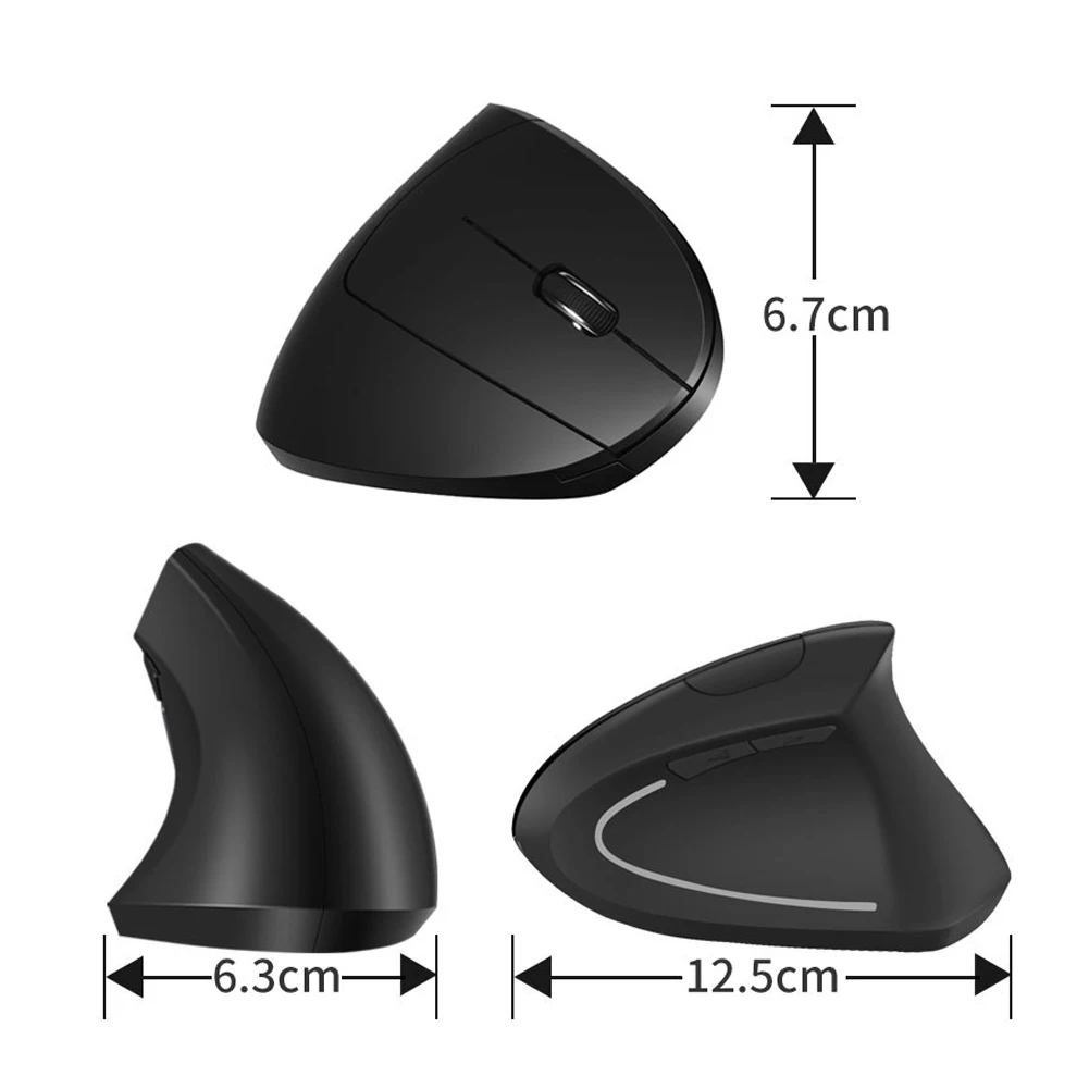 

Wireless Vertical Gaming Mouse Snail-shaped Bionic 1600 DPI Adjustable Optical Mice for Office Home 125X67X63mm