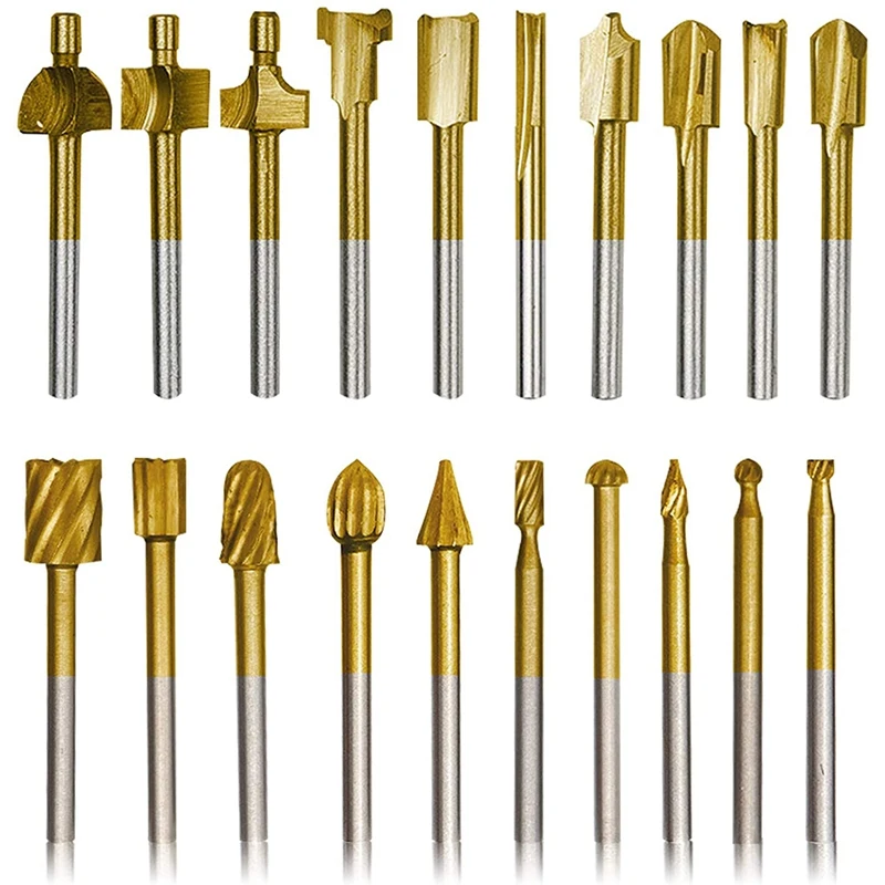 

10 шт. HSS маршрутизатор карбидные наконечники для гравировки и 10 шт. фрезы с 1/8 дюймов (м) для конических фрез Мощность вращающихся инструменто...