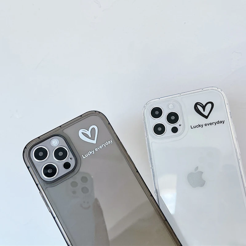 simple cute love heart transparent phone case for iphone 11 12 pro x xr xs max 7 8 plus se 2020 shockproof soft silicone cover free global shipping