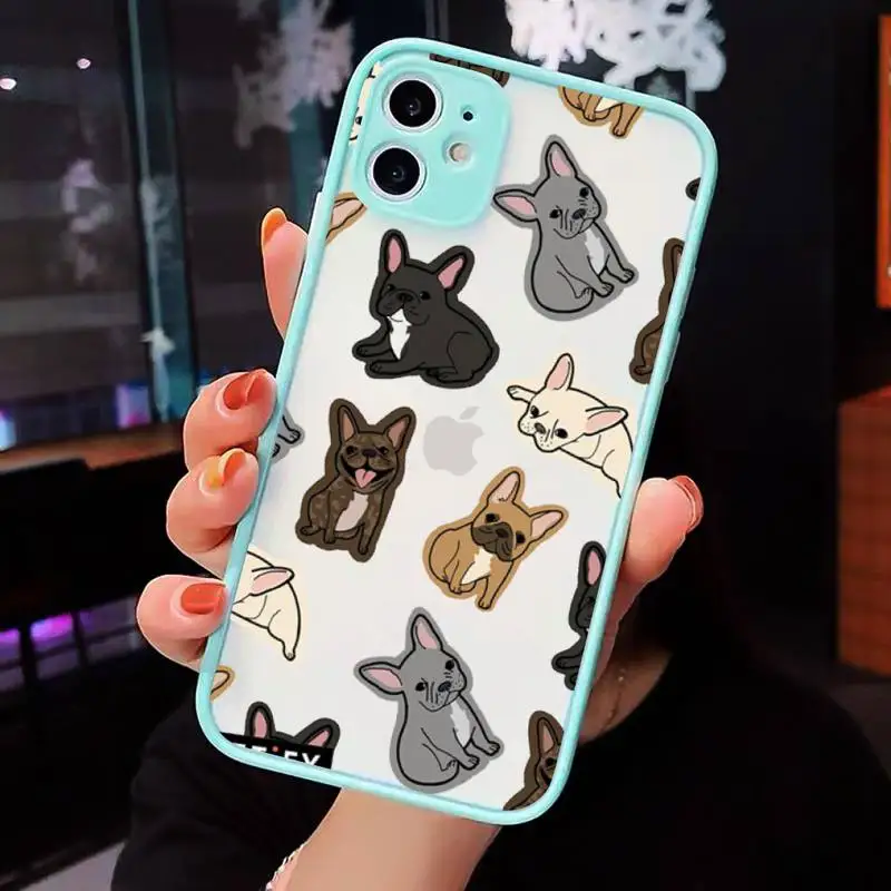 

Hot French Bulldog Dog Phone Case Matte For iPhone 12 Mini 11 Pro XR XS Max 7 8 Plus X Hard PC Back Cover