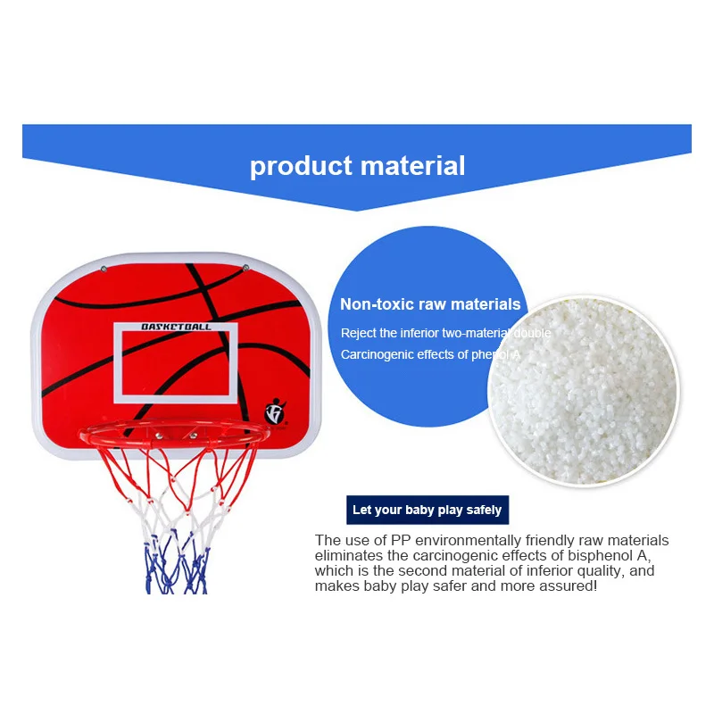 

34cm Children Hanging Style Basketball Hoop Set Height Adjustable Portable Indoor Sports Toy Steel Hanging Basketball Wall Toy