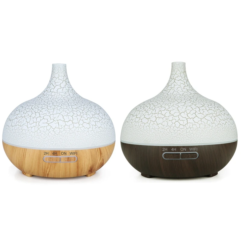 

2 Pcs Smart Wifi Essential Oil Diffuser Air Humidifier Works With Alexa Google Home EU Plug Deep Wood & Light Wood